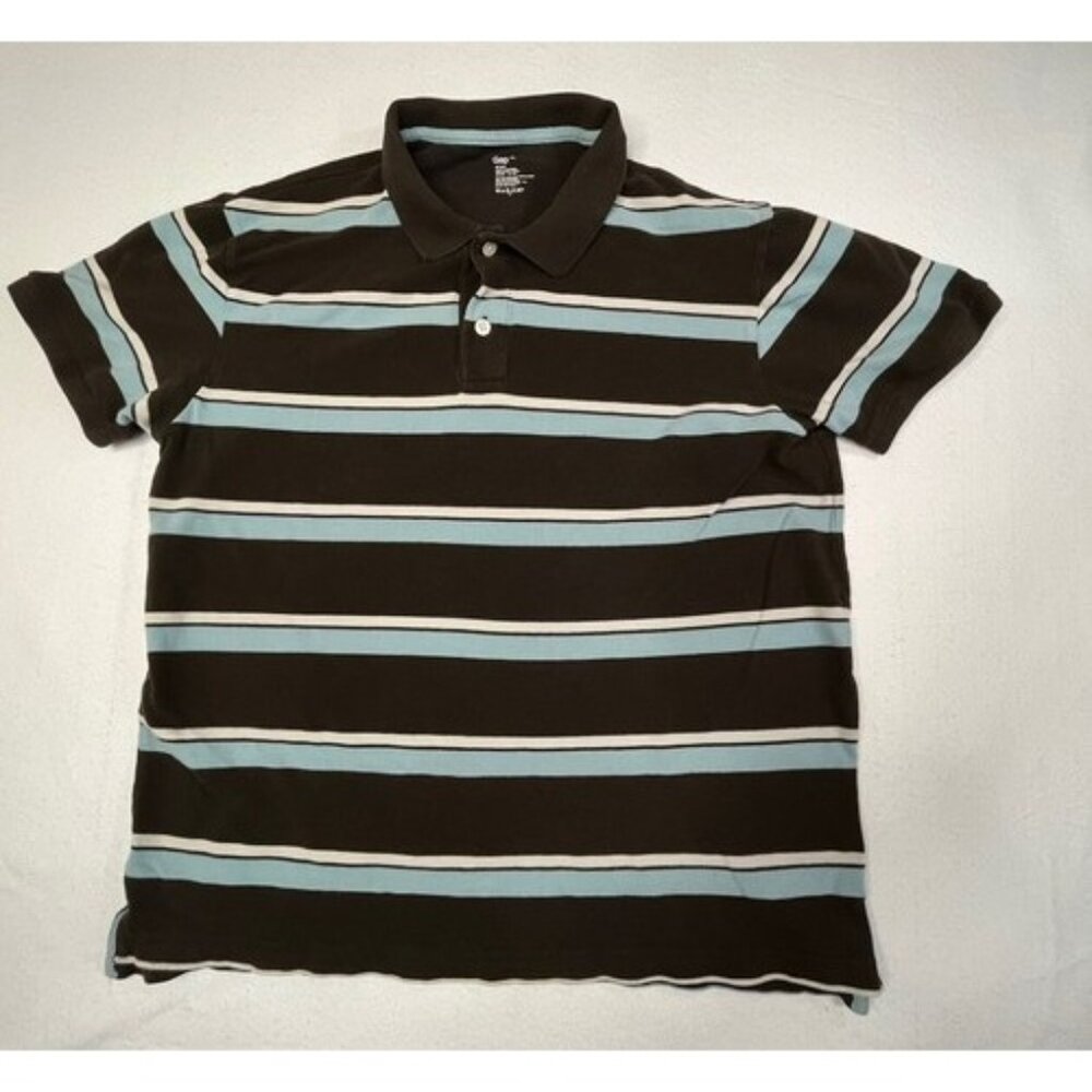 GAP Factory Mens XL Pique‎ Polo Shirt Brown Baby Blue